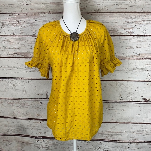 Universal Thread Tops - Universal thread Mustard Large Eyelet Blouse